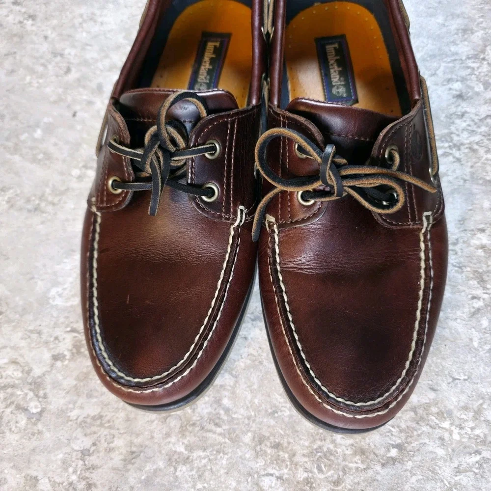 Timberland Classic 2-Eye Boat Shoes Brown Leather Deck ShoeYacht 25077 Size 11.5